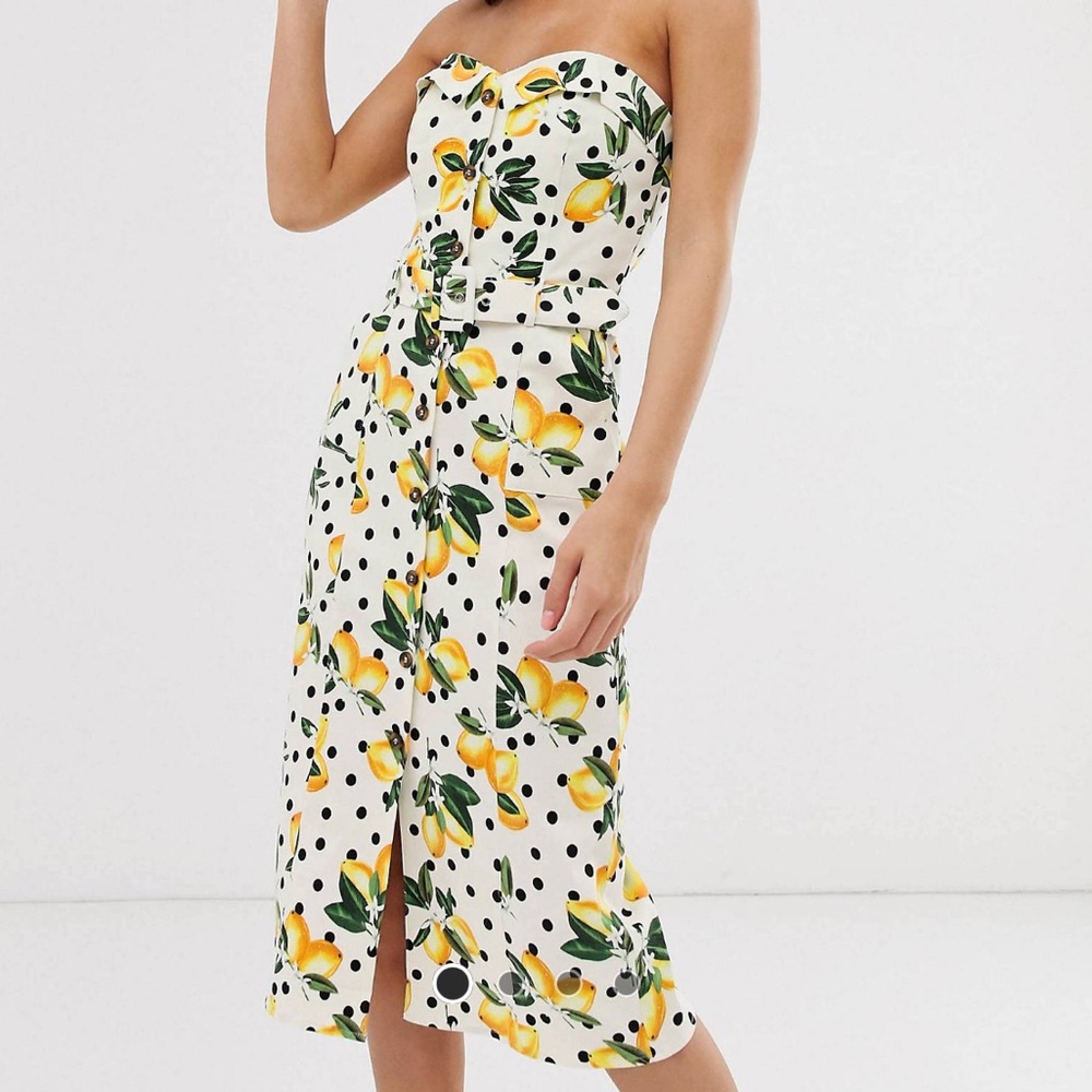 Oasis pencil dress with belt in citrus print
